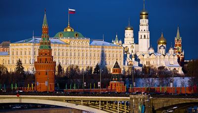 rosja, katedra, kopuła, wieża, flaga, moskwa, dach, most, kreml