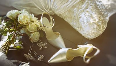 tacco, forcina, matrimonio, vestito, raso, ricamo, scarpe, rosa, bouquet, bianco, fibbia, punta