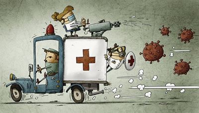 ambulanță, țeavădeeșapament, luminădefar, eșapament, șofer, medic, virus, cruce, scut, stropi, roată, mască, far