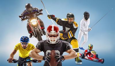 hokejka, šermíř, jízdníkolo, motokáry, cyklista, motocykl, hokej, kord, fotbal, brusle, helma, sport