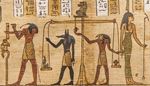 urne, figurine, hieroglyphes, balance, deesse, egypte, thot, babouin, baton, anubis