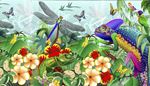 dragonfly, birds, butterfly, chameleon, flowers, tropics, parrot, eye
