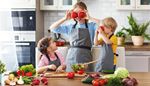 apron, flowerpot, cucumber, children, radish, salad, vegetables, garlic, oven, cabbage, fun, tomato