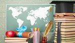 books, chalkboard, tassel, quill, roll, africa, geography, bark, necktie, worldmap, apple