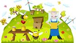 windturbine, moustache, honeycomb, bucket, butterfly, beekeeping, table, honey, bee, apiary