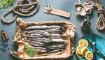 ecailles, sardines, fourchette, persil, poivre, citron, couteau, moulin, corde, ancre
