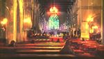 oltarz, swiatlo, modlitwa, okno, parafianie, katedra, lawka