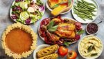 pie, persimmon, mashedpotato, pomegranate, greenbeans, salad, sage, filling, jam, turkey, pumpkin, corn, pecannuts