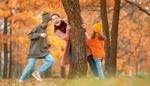 mother, pullover, taggame, trunk, hat, walking, park, autumn