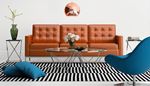 carpet, armchair, reflection, leather, interior, stripes, sofa, bouquet, vase, pillow, table, books, lamp