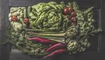 artichoke, cucumber, vegetables, tomatoes, rootveggies, greenery, lettuce, asparagus, almonds, dill