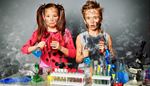 children, microscope, experiment, test-tube, liquid, chemistry, smoke, girl, shock, tanktop, flask, soot, boy