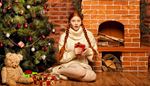 pullover, christbaumkugel, strumpfhosen, brennholz, schachtel, geschenk, weihnachten, teddybar, zopf, ziegel, orange, tanne, kamin