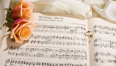 žiedas, vainiklapis, puslapis, smuikoraktas, muzika, rašytojas, širdis, rožė, balta, natos, vestuvės