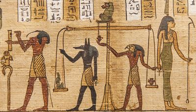goddess, hieroglyphs, baboon, thoth, anubis, statuette, egypt, scales, staff, urn