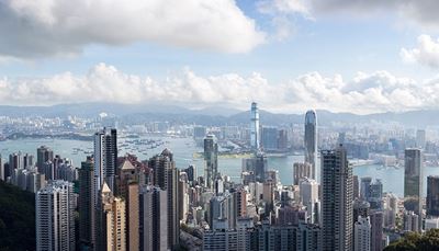 felhő, felhőkarcoló, látóhatár, belváros, megapolisz, öböl, kikötő, hongkong, ég