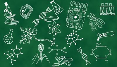 nanobot, mikroskop, erlenmajerica, formula, atom, epruveta, kromosom, celica, jedro, živec, gen