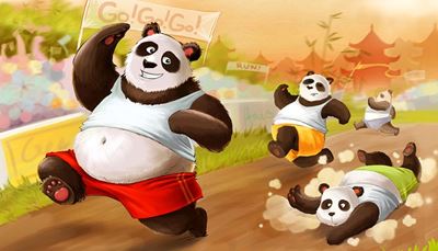 panda, bambusz, fut, pagoda, mancs, esik, köldök, trikó, por, has