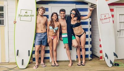 flip-flops, surfleash, surfingboard, abdomen, friends, figure, torso, cabin, bikini, navel