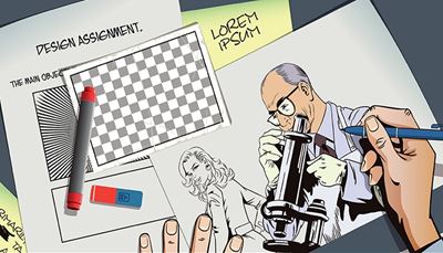 baldpatch, microscope, scientist, comics, markerpen, eraser, thumb, pinky, woman