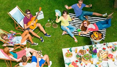 servis, strandstol, gräsmatta, vattenmelon, badminton, grillfest, solfjäder, grill, baguette, rand, racket