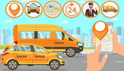 taksi, oznakataksi, aplikacija, avtomobil, voznik, cilj, cesta, zemljevid, minibus, krog, 24ur