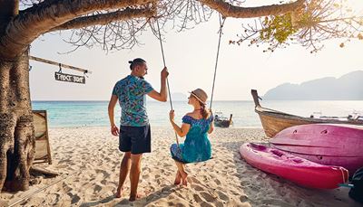 shorts, beach, swing, sand, boat, kayak, sea, marquee, tree