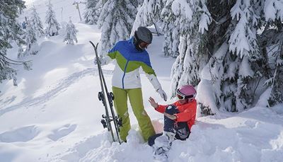 gondola, slidininkas, akiniai, kritimas, pagalba, sniegas, medis, šalmas, slidės