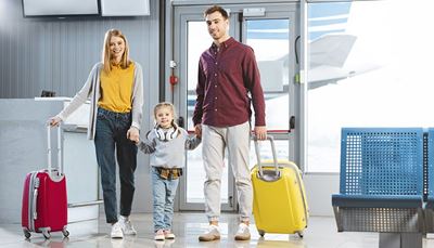 чемодан, кнопка, аэропорт, путешествие, лавочка, хвост, дочка, семья