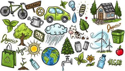 fredssymbol, jorden, spire, flaske, cykel, vandkande, vandhane, dråbe, gran, vind, regn, pære, sky, sol, træ