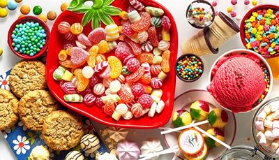 wafflecone, marshmallow, chamomile, meringue, lollipop, icecream, candies, cookies, sweets
