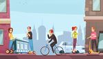 scooter, cityscape, transport, hoverboard, car, unicycle, bicycle, segway, spire