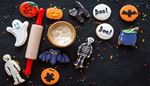 caldron, rollingpin, ghost, skeleton, pumpkin, halloween, letter, cookie, cat, mummy, bat