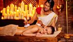 ayurveda, herbalpouch, relaxation, candles, massage, back, mehndi, wood, towel, bindi, sari