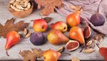 almonds, stalk, wood, fruits, fig, leaf, nuts, pulp, pear