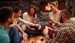 friends, playingcards, cardback, hairstyle, check, fireplace, cozy, game