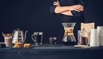 arm, coffeebeans, bartender, cardboard, teapot, handle, cookies, black, spout