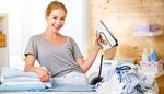softener, t-shirt, clothes, housewife, ironing, blinds, smile, towel, iron, cord