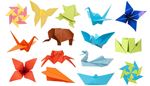 paperi, perhonen, lentokone, norsu, joutsen, sammakko, vene, kukka, origami, kurki, rapu