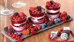 blackberry, strawberry, blueberry, currants, cone, heart, dessert, layer, berries, beads, silver, jam, gift