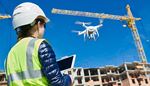 drone, inspection, construction, display, remote, floors, hardhat, vest, crane
