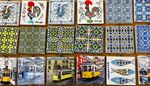 azulejo, portugal, ceramics, pattern, lisbon, tram, rooster, fish, hook, comb