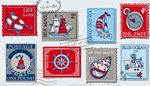 dollar, seashell, postagestamp, compass, sailboat, stamp, lifebuoy, date, wheel, cent, bell