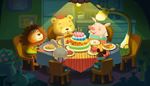 hare, tablecloth, pigssnout, birthday, wish, giraffe, cake, crown, mouse, lion, neck