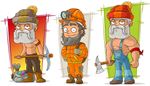 flashlight, occupation, grayhair, helmet, spelunker, pick, lumberjack, beard, miner, gems, axe