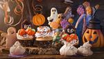 skull, chocolate, halloween, whippedcream, eyes, web, lollipop, pumpkin, ghost, jelly, meringue