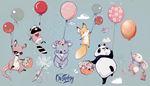 mouse, felicitation, bird, panda, kangaroo, bouquet, gift, balloon, raccoon, koala, fox, tail