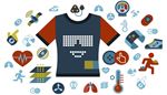 t-shirt, smartklocka, temperatur, teknologi, signal, hjarta, satellit, lopare, puls, lungor, omrade, arm