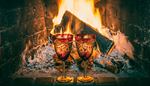 soot, firewood, wineglass, fireplace, carving, flame, ash, masonry, two
