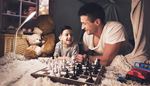 forelock, chess, t-shirt, ear, toys, game, car, pile, lamp, pawn